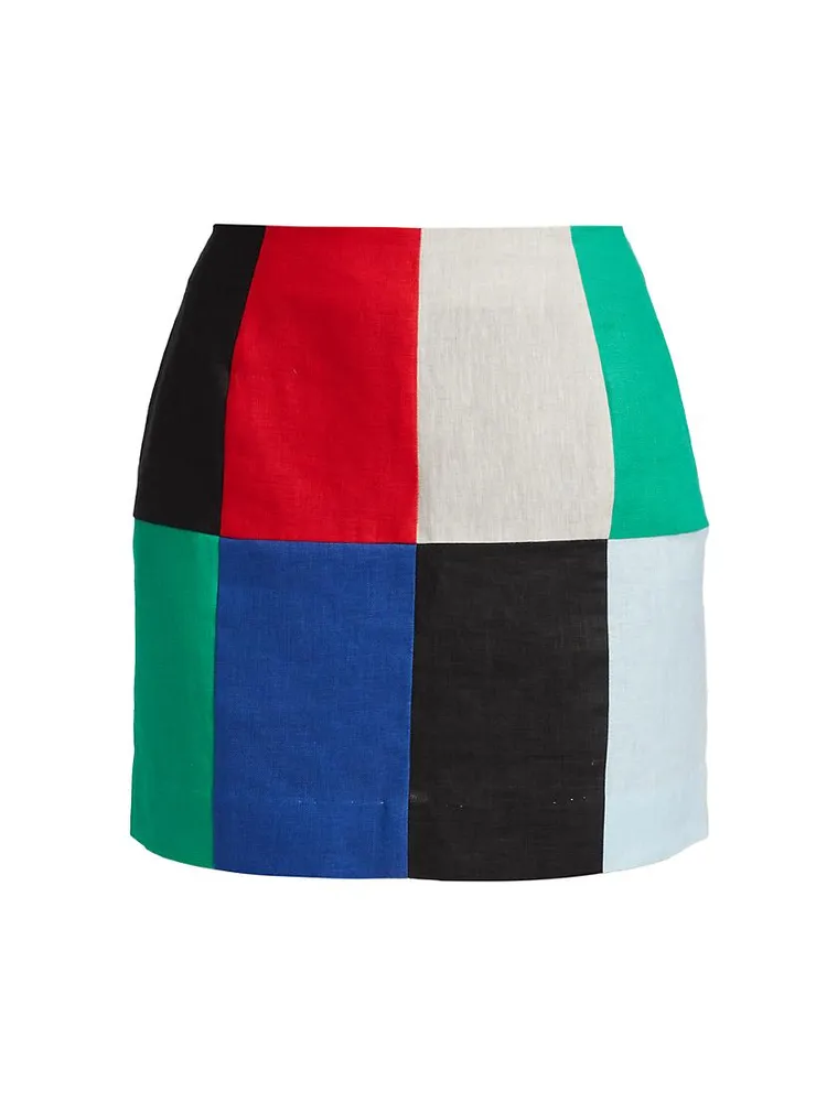 Patchwork Linen Miniskirt