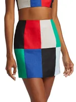 Patchwork Linen Miniskirt