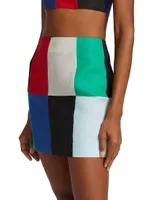 Patchwork Linen Miniskirt