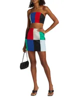 Patchwork Linen Miniskirt