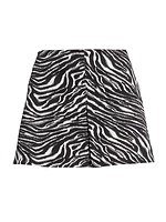 Kick-Pleat Zebra Miniskirt