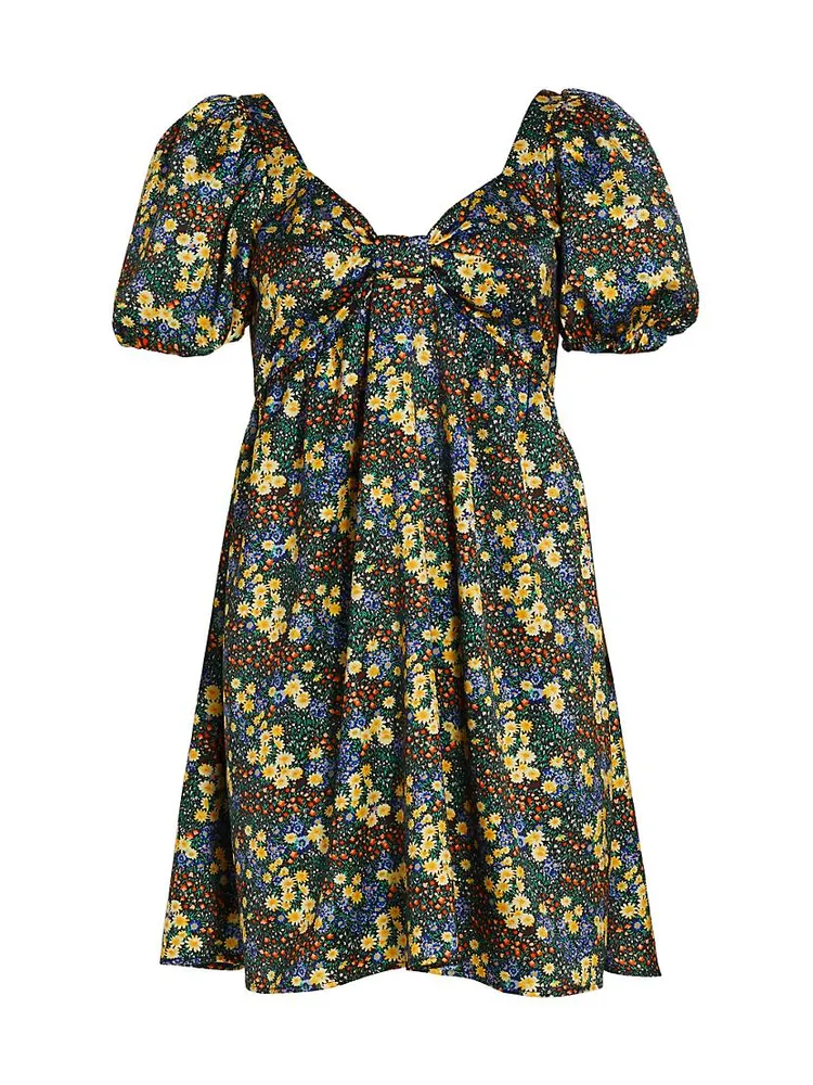 Quinn Floral Puff-Sleeve Minidress