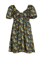 Quinn Floral Puff-Sleeve Minidress