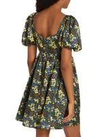 Quinn Floral Puff-Sleeve Minidress