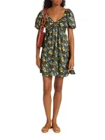 Quinn Floral Puff-Sleeve Minidress