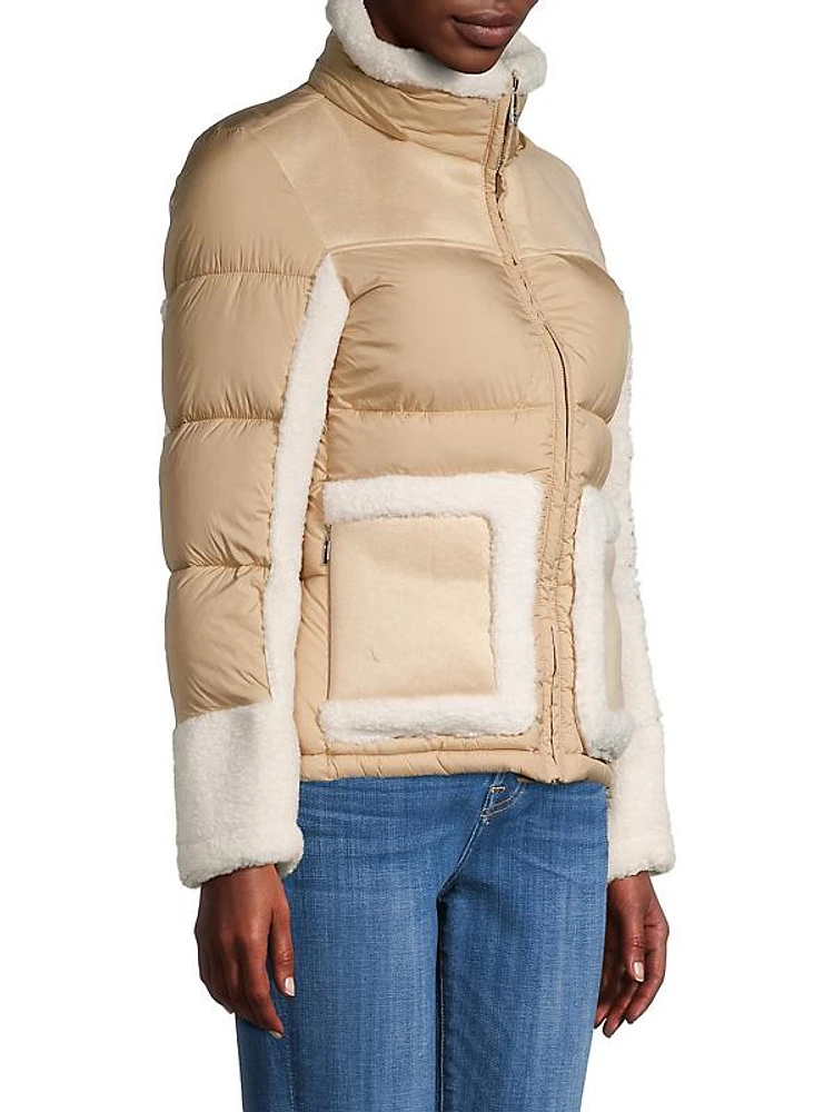 Mixed-Media Puffer Jacket