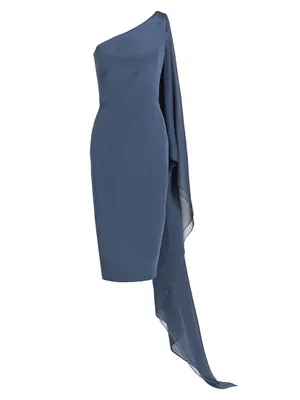 One-Shoulder Draped Sheath Dress