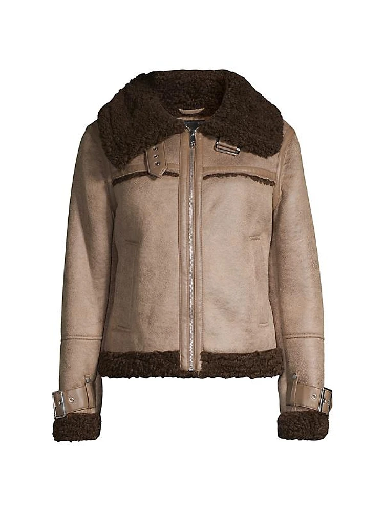 Zip-Front Faux Shearling Jacket