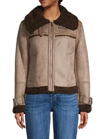 Zip-Front Faux Shearling Jacket