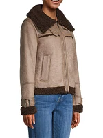 Zip-Front Faux Shearling Jacket