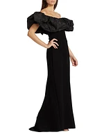 St. Martin Off-The-Shoulder Sheath Gown