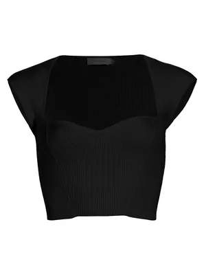 Abia Compact Rib-Knit Crop Top