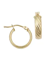14K Yellow Gold With A Twist Mini Hoops