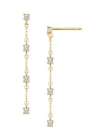 14K Yellow Gold, White Topaz Seeing Sparks Drop Earrings
