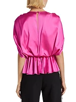 Satin Cape-Sleeve Top