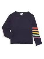 Little Girl's & Rainbow Stripe Cropped T-Shirt