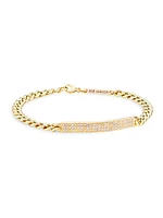 Identity 14K Yellow Gold & 0.41 TCW Pavé Diamond Medium Hollow Curb Chain Id Bracelet