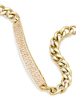 Identity 14K Yellow Gold & 0.41 TCW Pavé Diamond Medium Hollow Curb Chain Id Bracelet