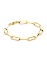 Heavy Metal 14K Yellow Gold & 0.14 TCW Diamond Paper Clip Chain Bracelet