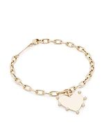 Prong Diamonds 14K Yellow Gold & 0.14 TCW Diamond Heart Charm Bracelet