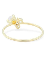 14K Yellow Gold, 4.5MM Cultured Freshwater Pearl, & 0.8 TCW Diamond Ring