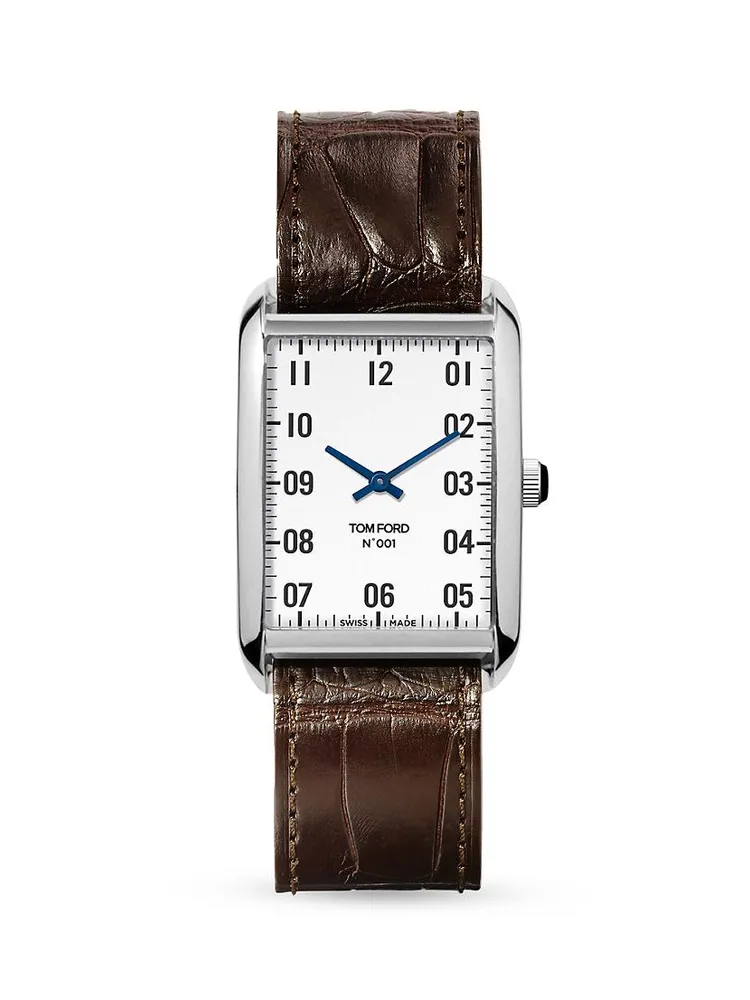 N.001 Stainless Steel & Leather Strap Watch