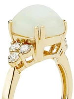 14K Yellow Gold, Opal, & 0.45 TCW Diamond Ring