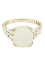 14K Yellow Gold, Opal, & 0.45 TCW Diamond Ring