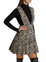 Pleated Leopard Apron Dress