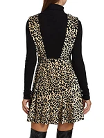 Pleated Leopard Apron Dress