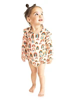 Baby Girl's Skyla Print Ruffle Trim Bodysuit