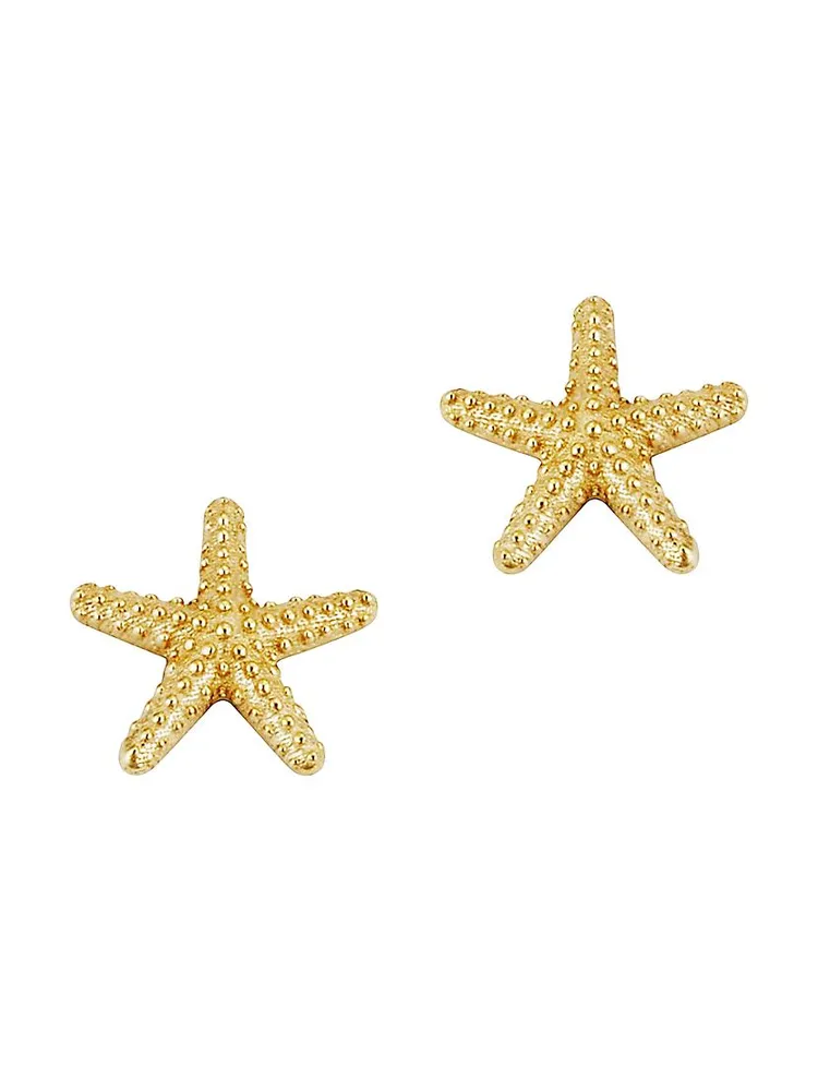14K Yellow Gold Starfish Studs