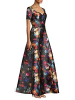 Floral Print Satin Gown