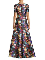 Floral Print Satin Gown