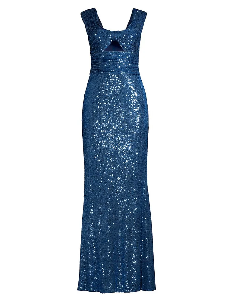 Sequin Keyhole Column Gown