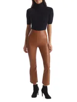 Faux Leather Crop Flare Pant