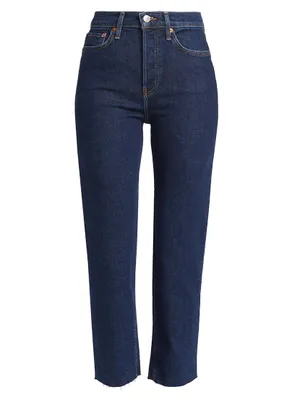 70s Stove Pipe High-Rise Crop Jeans