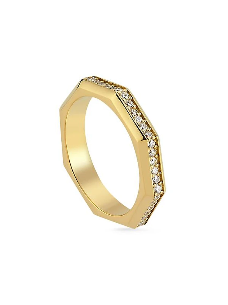 Luminescence 18K Gold & Diamond Polished Celestial Ring