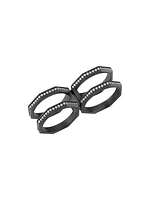 Luminescence Black Rhodium-Plate & Diamond Hypernova Two-Finger Ring