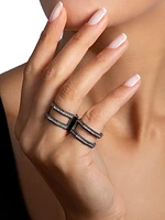 Luminescence Black Rhodium-Plate & Diamond Hypernova Two-Finger Ring