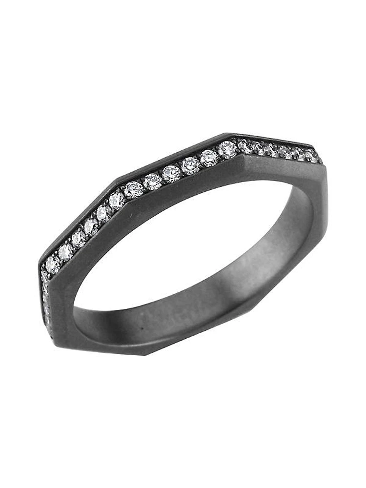 Luminescence Black Rhodium-Plate & Diamond Brushed Celestial Ring