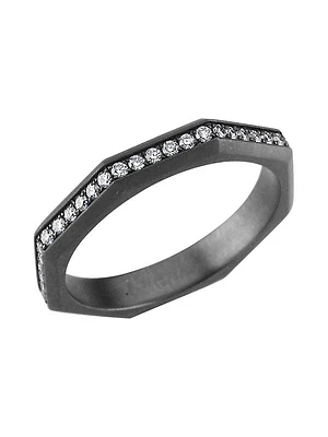 Luminescence Black Rhodium-Plate & Diamond Brushed Celestial Ring