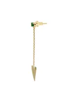 Be Mine 14K Yellow Gold & Tsavorite Single Heart Drop Earring