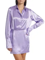 Nera Cut-Out Satin Shirtdress