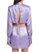 Nera Cut-Out Satin Shirtdress