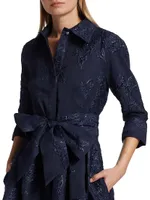 Jacquard Floral-Print Shirtdress