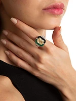 Luna Luce 18K White Gold, Diamond, Yellow Topaz & Malachite Ring