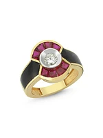 Reflection 14K Gold, Diamond & Ruby Ring