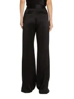 Dylan Silk High-Waisted Wide-Leg Pants