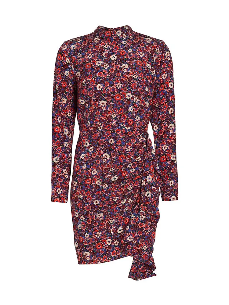 Louella Floral Stretch Silk-Satin Minidress